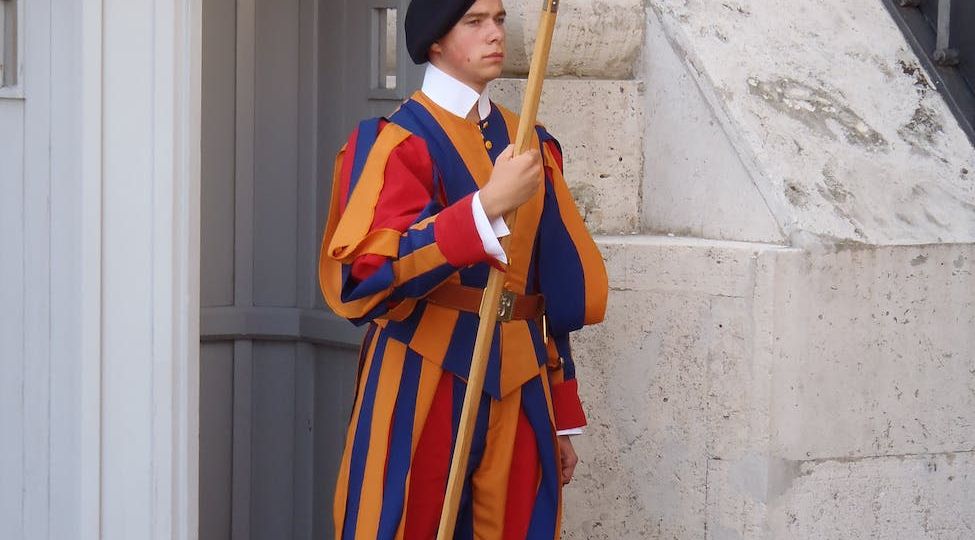 swiss guard with a halberd