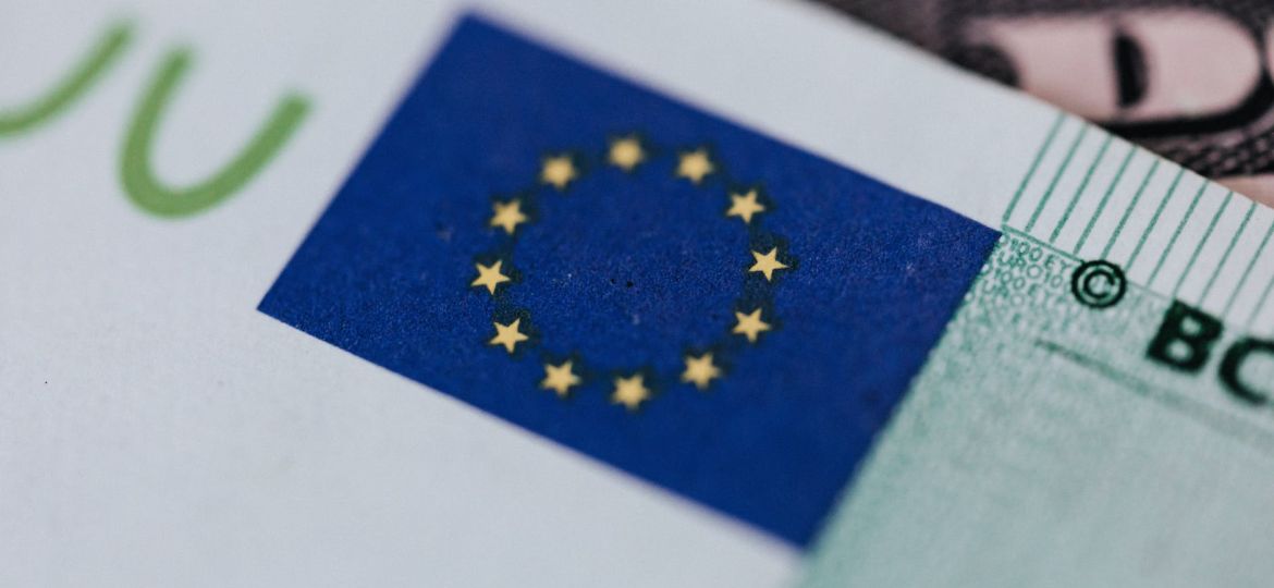 symbol of european union on banknote